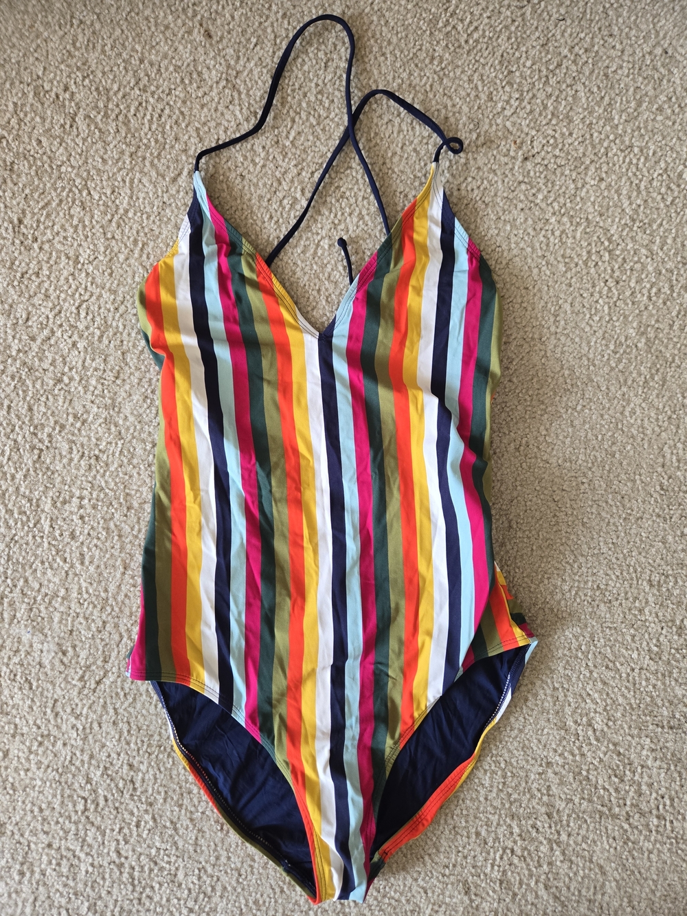 Tori Burch Multi-Color Vertical Stripe One-Piece Swimsuit